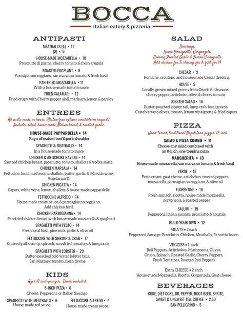 bocca bham|bocca birmingham menu.